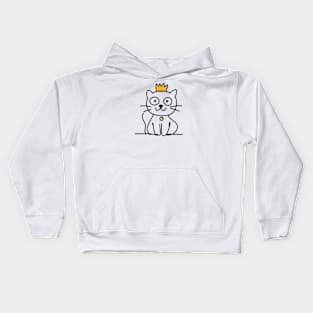 Doodle Cat With Crown Kids Hoodie